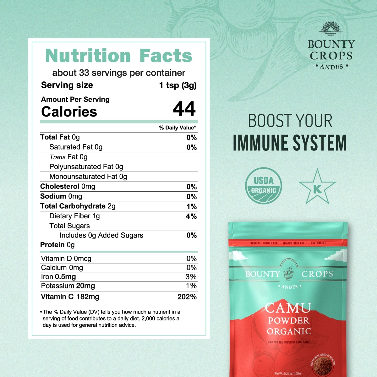 Camu Powder Organic, 100 gr. / 3.53 oz. ($3.99 / ounce)