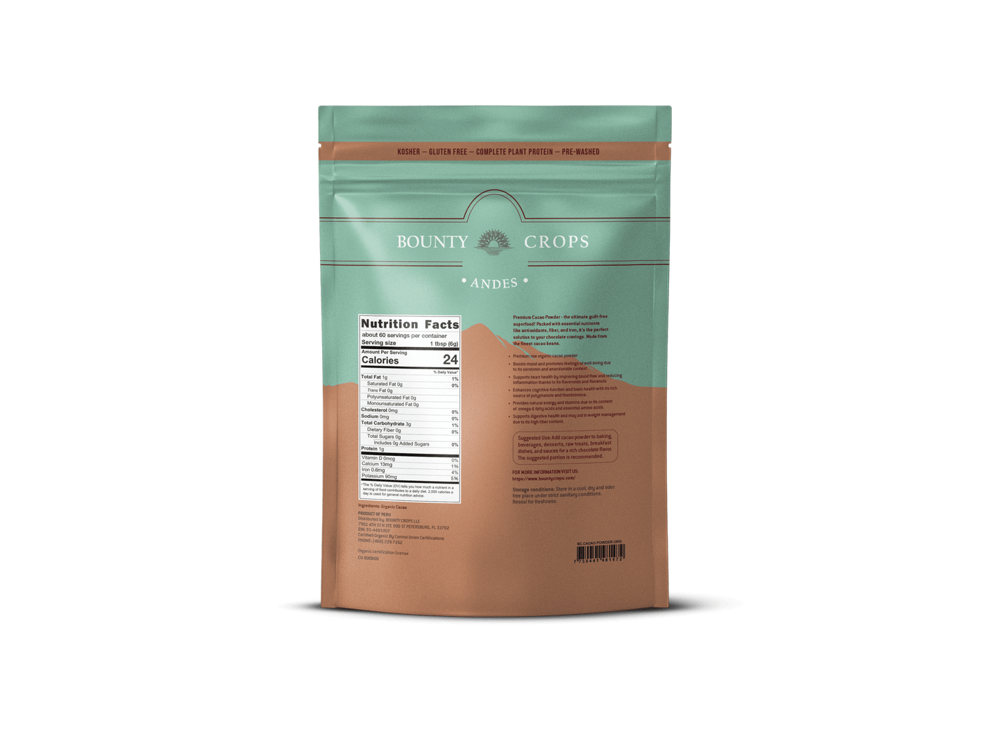 Cacao en Polvo Orgánico, 1.32 lb, 600 gr.